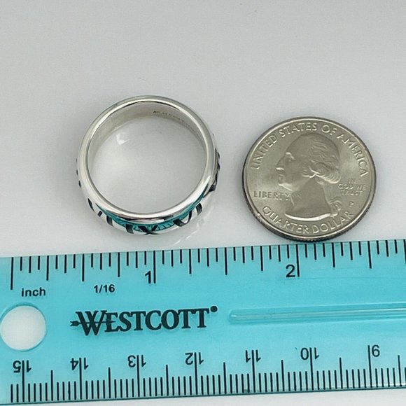 Size 12 RARE Tiffany Atlas Ring in Black Enamel and Sterling Silver Mens Unisex - Picture 8 of 8